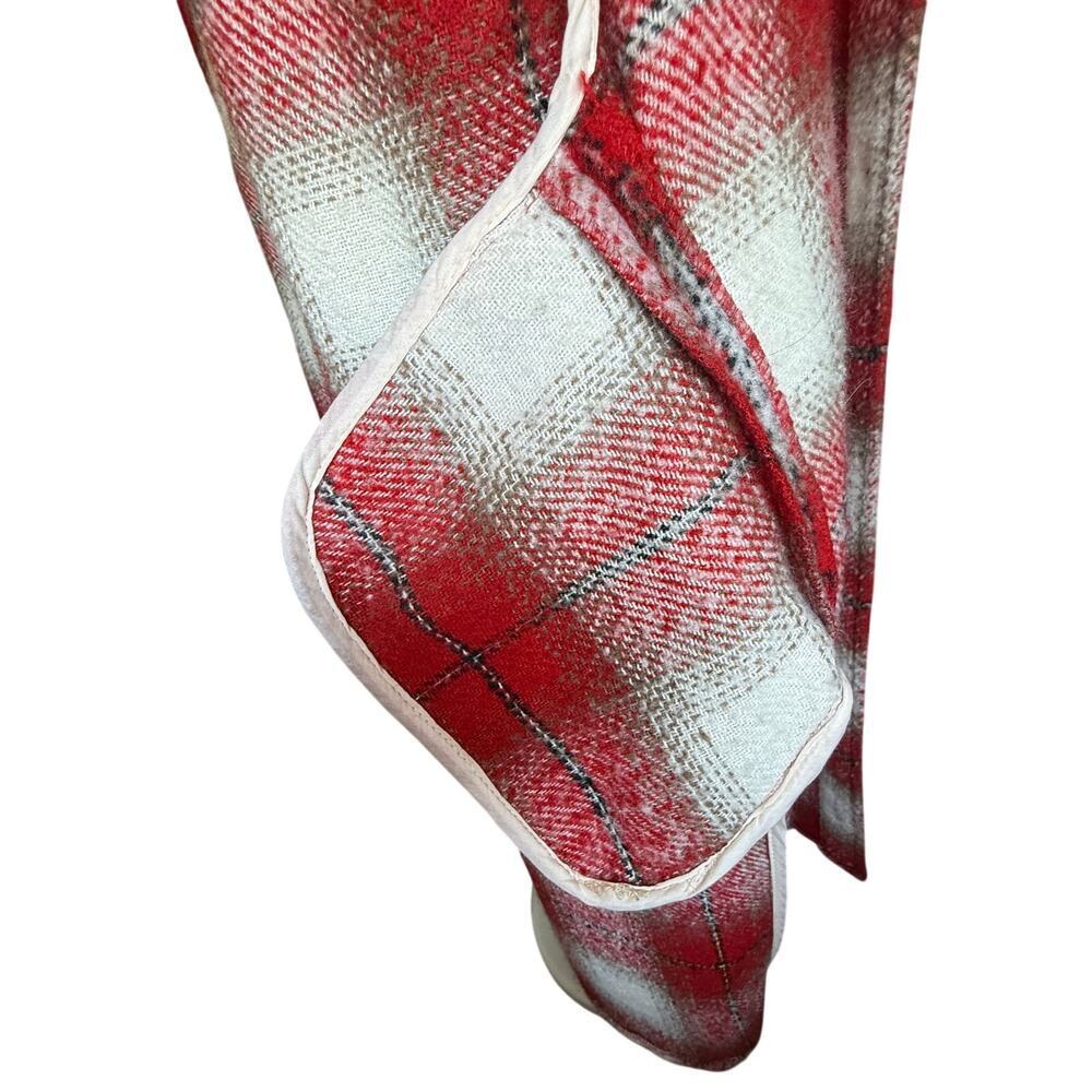 Mango Plaid Shirt Coat Red Black Cream Oversized Shacket Women’s M/L Wool Blend - Picture 10 of 11